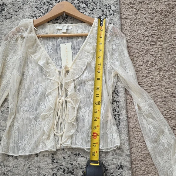 Lace Ruffle Tiefront Blouse Western Chic Romantic Fairy Core Thirty Thirty S NWT - Picture 6 of 8